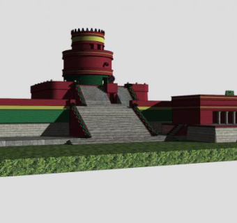 卡拉科尔天文台建筑SU模型下载_sketchup草图大师SKP模型