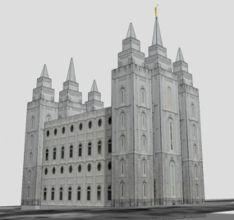 盐湖城LDS寺建筑SU模型下载_sketchup草图大师SKP模型