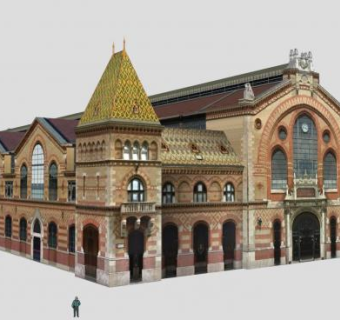 中央室内市场大厅建筑SU模型下载_sketchup草图大师SKP模型