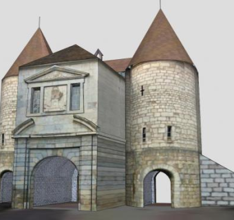 贝桑松塔楼建筑SU模型下载_sketchup草图大师SKP模型