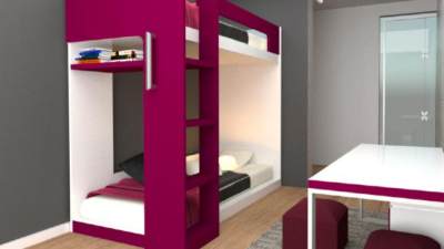 粉色书桌卧室装修床铺SU模型下载_sketchup草图大师SKP模型