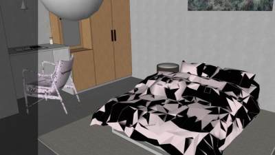 现代古典房间卧室SU模型下载_sketchup草图大师SKP模型
