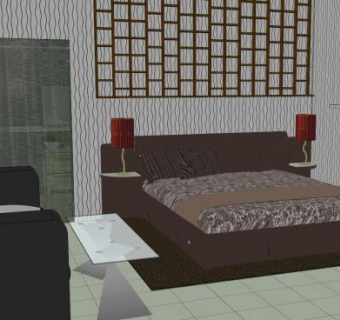 现代休闲卧室设计SU模型下载_sketchup草图大师SKP模型