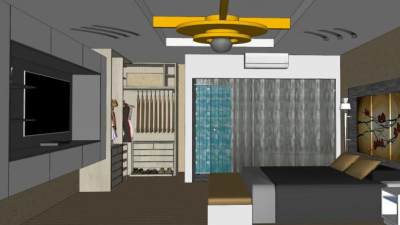 酒店卧室衣橱住宿SU模型下载_sketchup草图大师SKP模型
