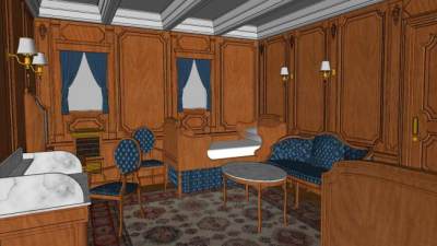 泰坦尼克号头等舱实木卧室SU模型下载_sketchup草图大师SKP模型