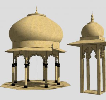 传统风格凉亭建筑SU模型下载_sketchup草图大师SKP模型