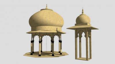 传统风格凉亭建筑SU模型下载_sketchup草图大师SKP模型
