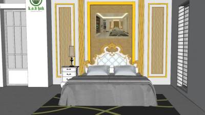 豪华欧式卧室房间SU模型下载_sketchup草图大师SKP模型