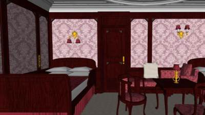 头等舱安妮女王卧室SU模型下载_sketchup草图大师SKP模型