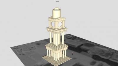 荷恩湾钟楼建筑SU模型下载_sketchup草图大师SKP模型