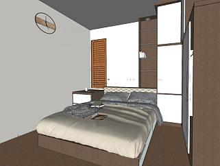 现代小型<em>卧室</em>家具SU模型下载_sketchup草图大师SKP模型