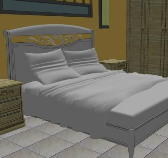 现代主卧房间SU模型下载_sketchup草图大师SKP模型