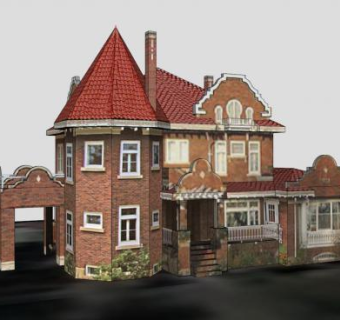 中世纪城堡房屋建筑SU模型下载_sketchup草图大师SKP模型