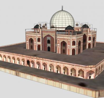 印度胡马雍陵建筑SU模型下载_sketchup草图大师SKP模型