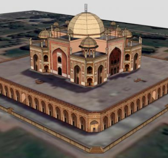 印度陵墓胡马雍陵建筑SU模型下载_sketchup草图大师SKP模型