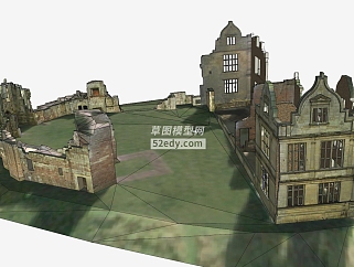 摩尔顿城堡遗迹废墟SU模型下载_sketchup草图大师SKP模型