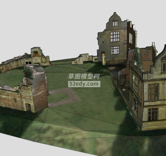 摩尔顿城堡遗迹废墟SU模型下载_sketchup草图大师SKP模型