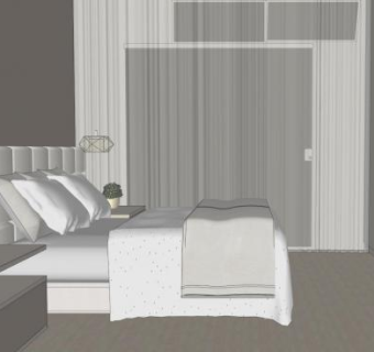现代休闲卧室SU模型下载_sketchup草图大师SKP模型