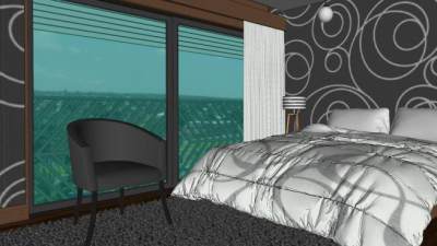 纹理家具卧室双人房SU模型下载_sketchup草图大师SKP模型