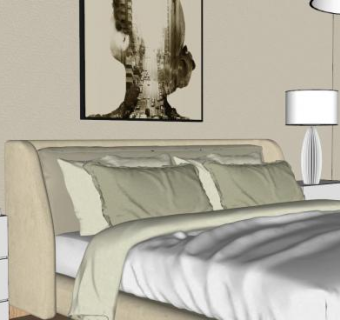 休闲简约房间卧室SU模型下载_sketchup草图大师SKP模型