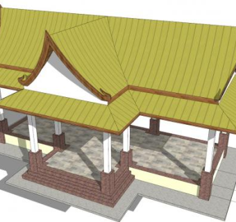 泰国素林寺庙宇建筑SU模型下载_sketchup草图大师SKP模型