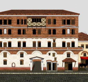 古罗马公寓楼房SU模型下载_sketchup草图大师SKP模型