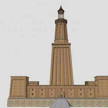 亚历山大港灯塔建筑SU模型下载_sketchup草图大师SKP模型