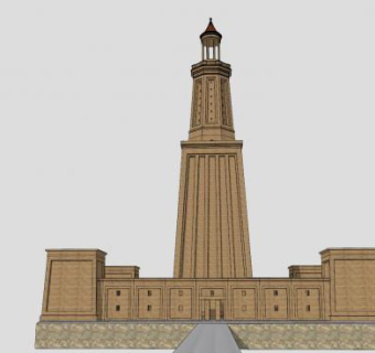 亚历山大港灯塔建筑SU模型下载_sketchup草图大师SKP模型