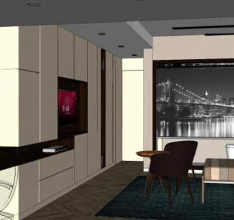 哈尔卧室房间SU模型下载_sketchup草图大师SKP模型