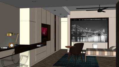 哈尔卧室房间SU模型下载_sketchup草图大师SKP模型