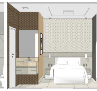 现代卧室房间套房SU模型下载_sketchup草图大师SKP模型