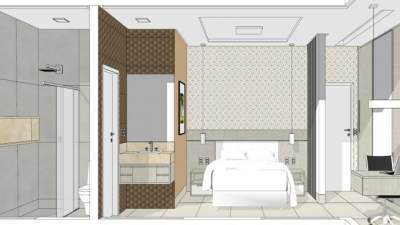 现代卧室房间套房SU模型下载_sketchup草图大师SKP模型