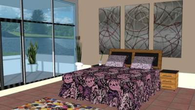 浪漫地中海卧室房间SU模型下载_sketchup草图大师SKP模型