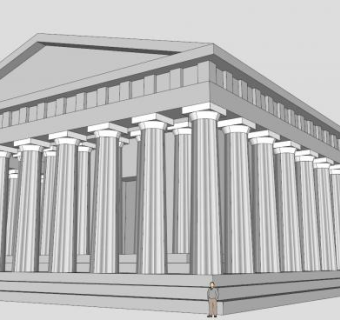 帕特农神庙白模建筑SU模型下载_sketchup草图大师SKP模型