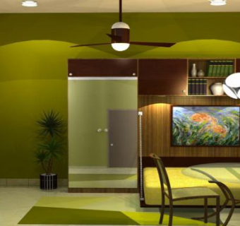 现代小公寓客厅SU模型下载_sketchup草图大师SKP模型