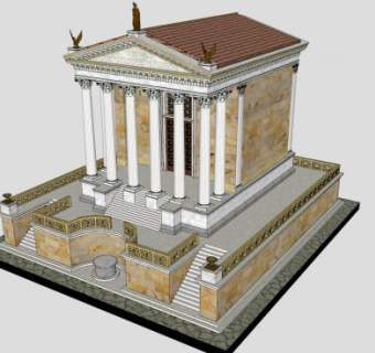 罗马凯撒神庙建筑SU模型下载_sketchup草图大师SKP模型