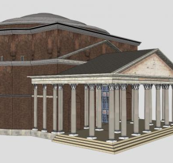 罗马万神殿建筑SU模型下载_sketchup草图大师SKP模型