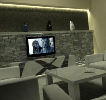 现代客厅居室SU模型下载_sketchup草图大师SKP模型