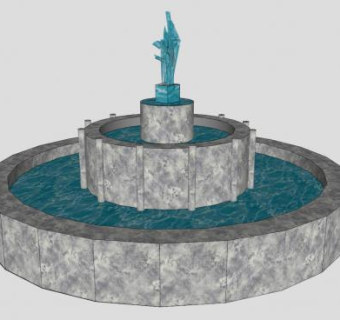 古典风格喷泉SU模型下载_sketchup草图大师SKP模型