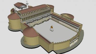 图拉真广场建筑SU模型下载_sketchup草图大师SKP模型