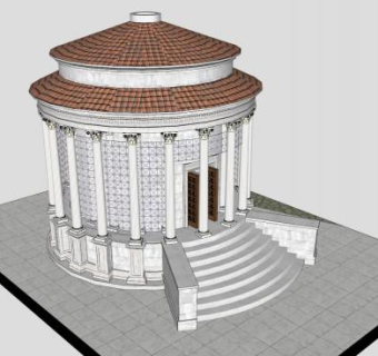 灶神星寺建筑SU模型下载_sketchup草图大师SKP模型