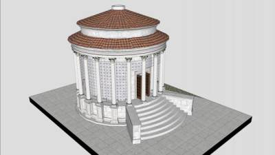 灶神星寺建筑SU模型下载_sketchup草图大师SKP模型