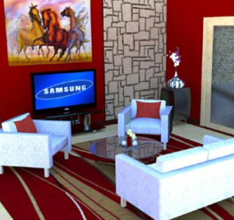 蜜月套房客厅起居室SU模型下载_sketchup草图大师SKP模型