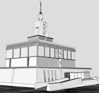 寺庙建筑白模SU模型下载_sketchup草图大师SKP模型