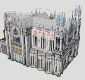 中世纪欧洲教殿SU模型下载_sketchup草图大师SKP模型