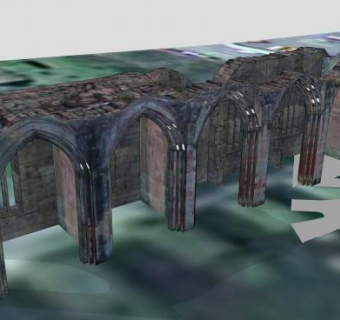 梅尔罗斯修道院通道建筑SU模型下载_sketchup草图大师SKP模型