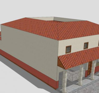 罗马式别墅楼房住宅SU模型下载_sketchup草图大师SKP模型