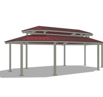 休闲建筑凉棚SU模型下载_sketchup草图大师SKP模型