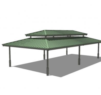 仿古屋檐亭子SU模型下载_sketchup草图大师SKP模型