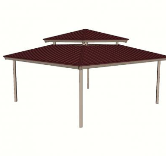 仿古四角休闲亭子建筑SU模型下载_sketchup草图大师SKP模型